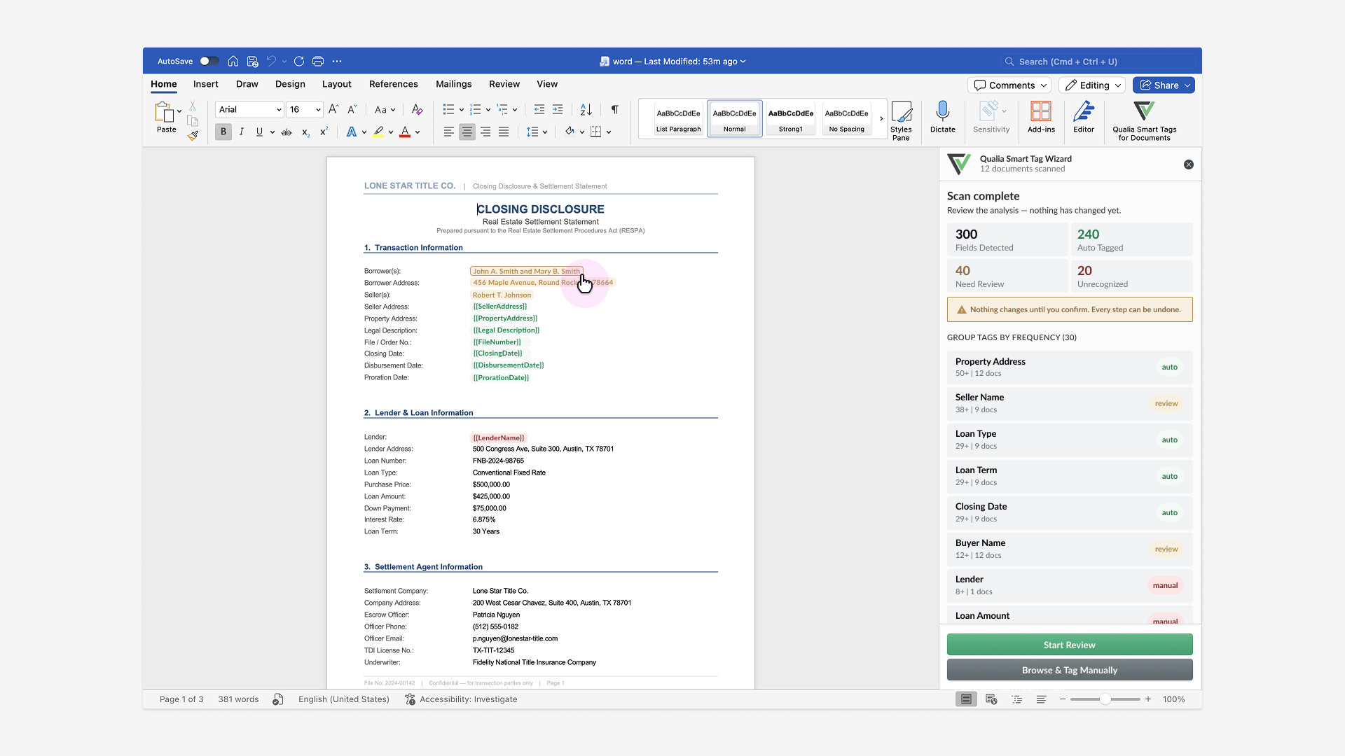 After the redesign: one-touch scan report showing confidence-scored results