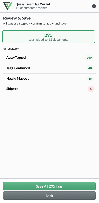 Smart Tagging: review and save summary